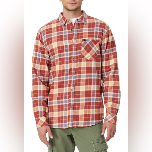 RIP CURL COUNT Men's Flannel Shirt - Orange- Small ‎ - NWT - Picture 1 of 8